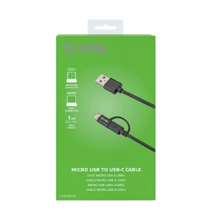 Celly כבל USB MICRO ל USB-C – שחור